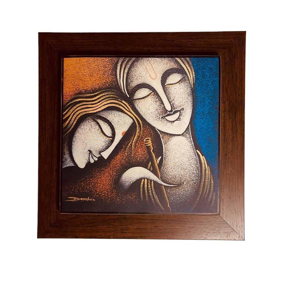 NEW! Om Arts Modern Art Radha Krishna Indian Art Paintings Reprint Oil Painting